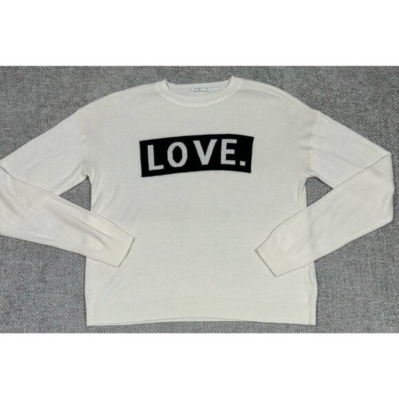 Brit Ny Sweater Womens Medium Cream‎ Black Love Cashmere Blend - Picture 1 of 10